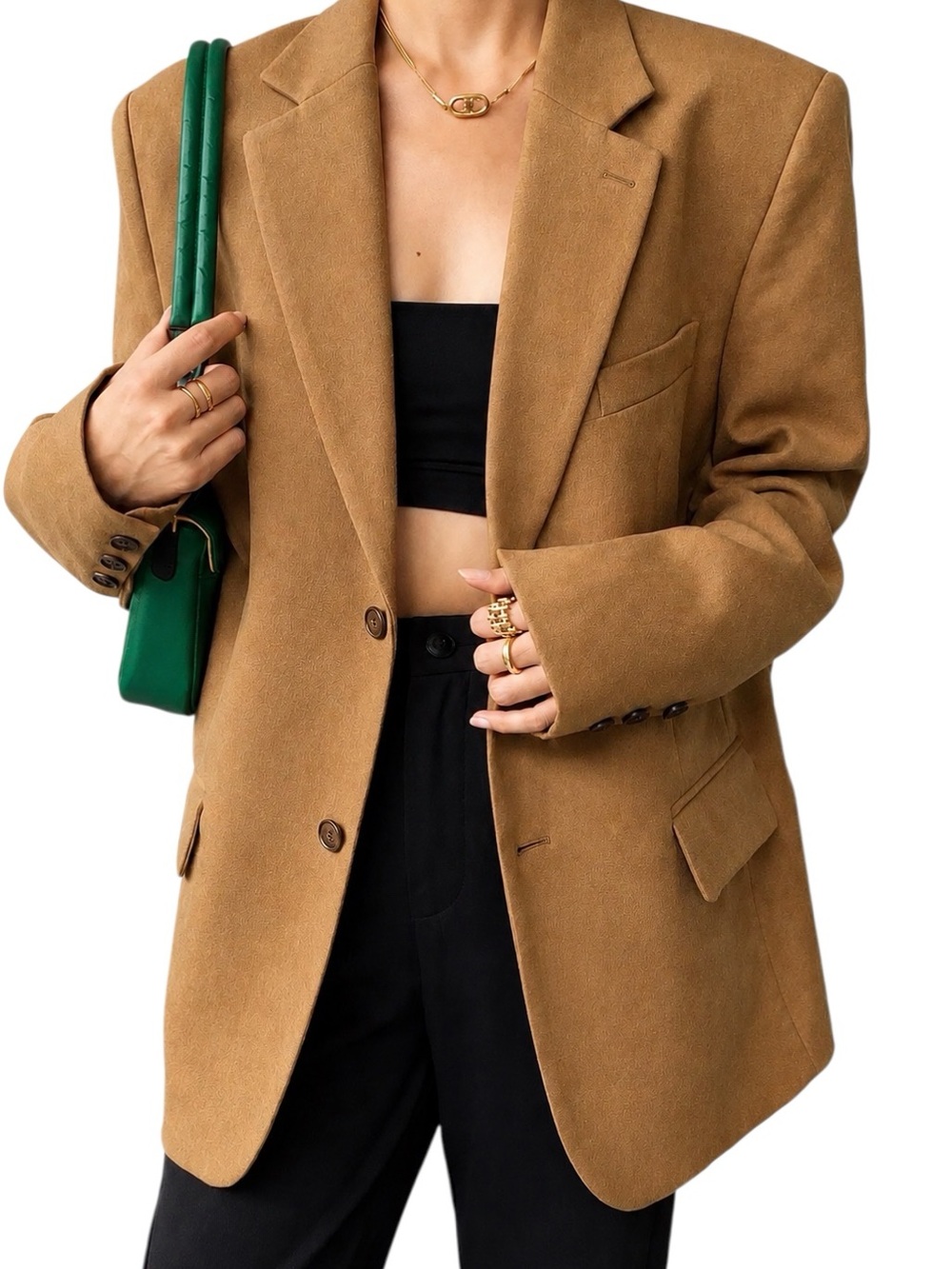 Elegant 100% Cashmere Oversized Camel Blazer - made in Canada